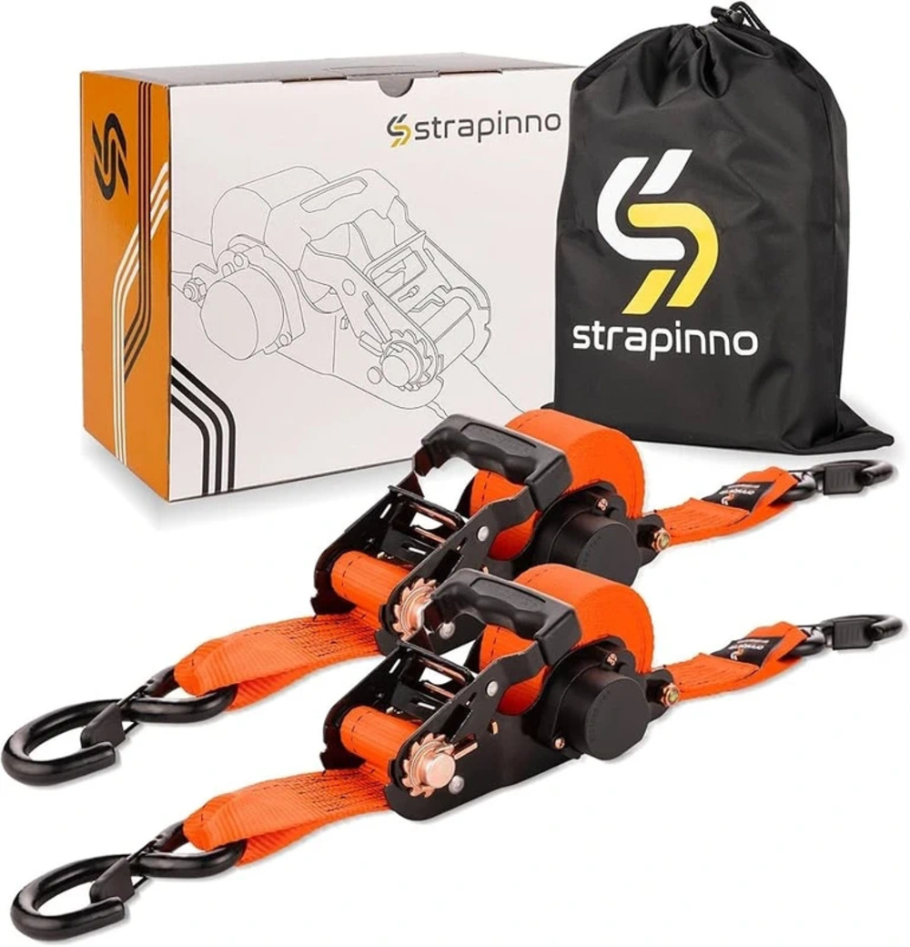 Strapinno 2PCs Retractable Ratchet Tie-Down Straps,5,000 lbs Break Strength- 2 i